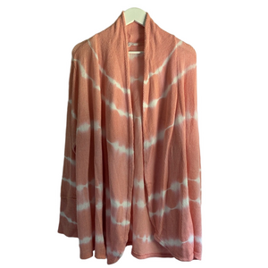 New Directions Peach and White Tie-Dye Cardigan